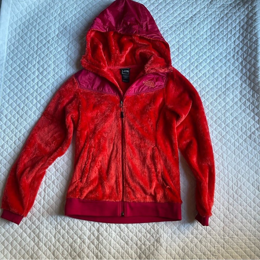 North Face women’s small red‎ and pink zip up hoodie jacket